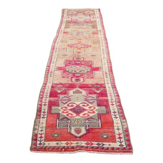 Oushak Vintage Turkish Hallway Runner Rug For Sale