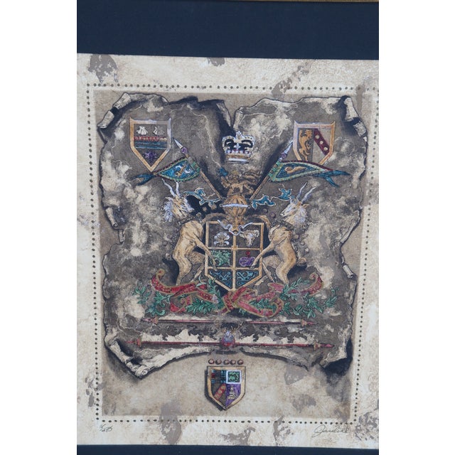 Late 20th Century English British Heraldic Shield Coat of Arms Royal Crest II Print by L. Jardine For Sale - Image 4 of 11