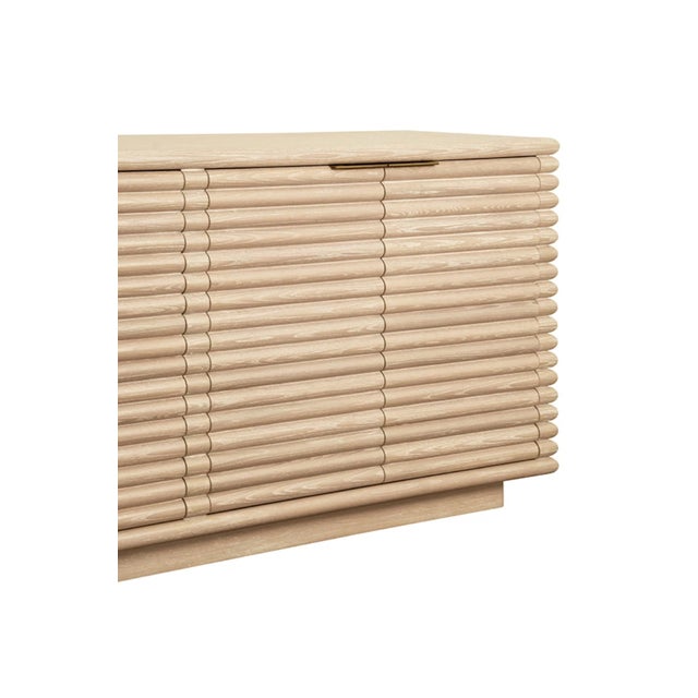 Not Yet Made - Made To Order Matthew Izzo Home Giovanni Cerused Oak Four Door Buffet With Brass Hardware For Sale - Image 5 of 6