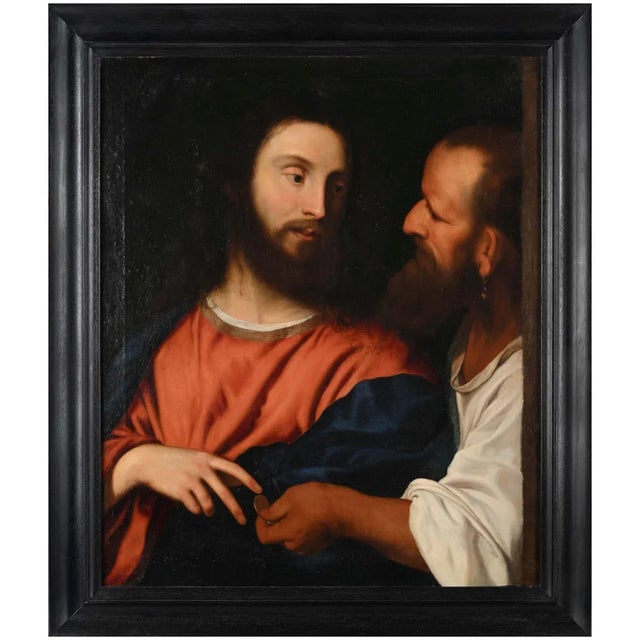 Venetian Tiziano School Artist, Christ of the Coin, 17th Century, Oil on Canvas For Sale - Image 6 of 6