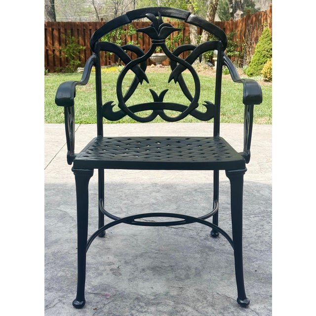 Vintage Black Hummingbird Motif Outdoor Dining Set, Set of 5 For Sale - Image 9 of 15