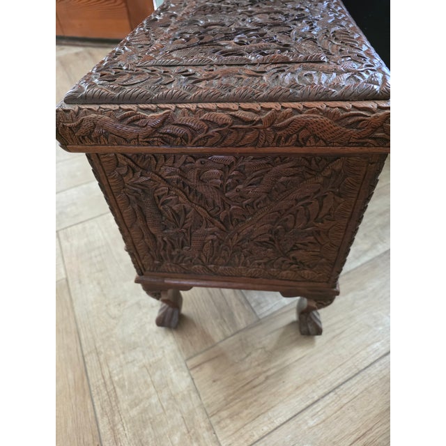 Heavily Carved Sandalwood Jewelry Chest For Sale - Image 15 of 17