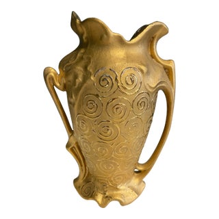 Vintage Ceramic Vase With 22k Gold For Sale