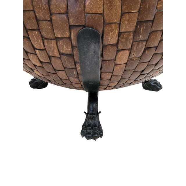 Wood Late 20th Century Kreiss “Nairobi” Coconut Shell & Bronze Drum Cocktail Table For Sale - Image 7 of 9