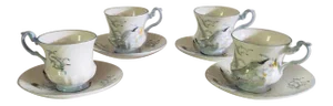 Vintage Queen's Rosina Seagull Teacup & Saucer Set- 8 Pieces