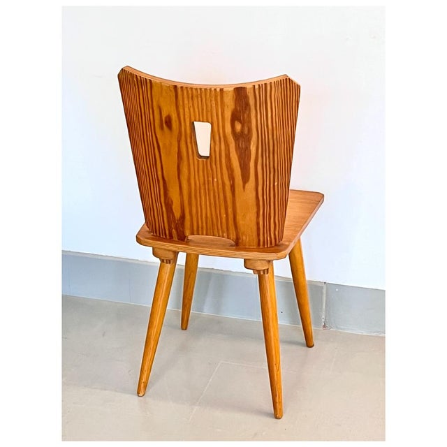 Set of Vintage Brutalist Pine Dining Chairs, in the style of Goran Malmvall, 1960s For Sale - Image 14 of 18