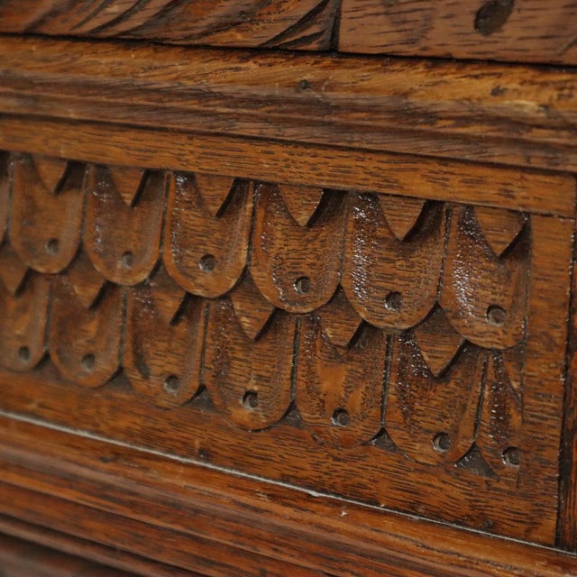 Renaissance Revival Sculpted Oak Bench, 20th Century For Sale - Image 10 of 18