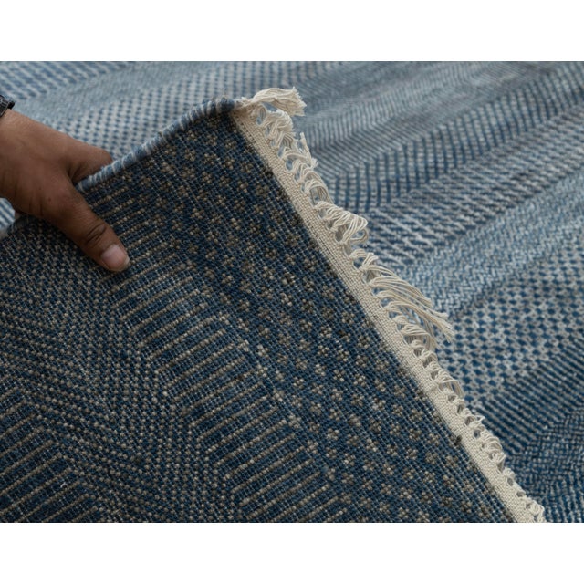 8' x 10' Savannah Hand Knotted Modern Blue Wool & Silk Rug For Sale - Image 15 of 18