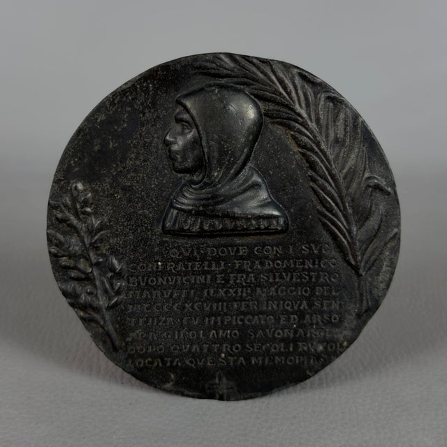 Black Early 20th Century Bas-Relief Wall Medallion in Copper-Plated Lead For Sale - Image 8 of 8