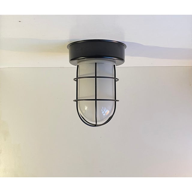 Metal Vintage Industrial Cage Flush Mount or Wall Light by Abo Randers, 1980s For Sale - Image 7 of 7