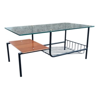 Vintage French Coffee Table with Magazine Rack, 1960 For Sale
