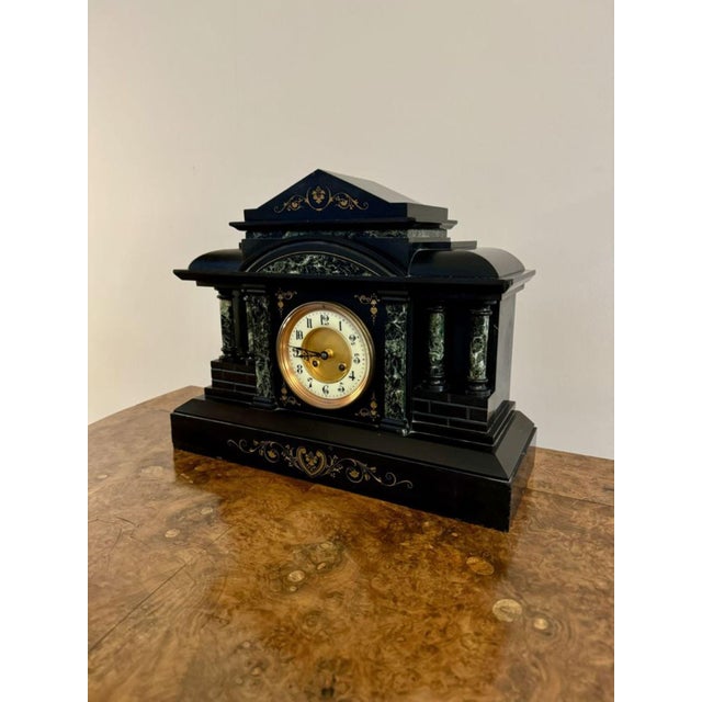 Large Antique Marble Mantle Clock, 1890 For Sale - Image 3 of 6
