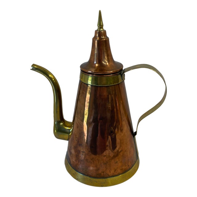 Vintage Copper and Brass Kettle For Sale