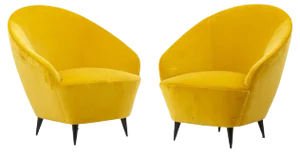 Set of Lounge Chairs in New Cotton Velvet, Italy, 1950s