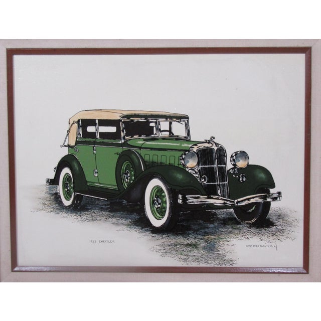 Traditional Carrington Collection Serigraph Oil Painting on Canvas, 1933 Chrysler, Framed For Sale - Image 3 of 9