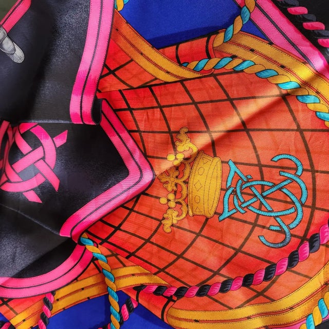 Hermès 1980s Hermès Silk Scarf Grande Tenue by Designer Henri D' Origny Boxed For Sale - Image 4 of 14