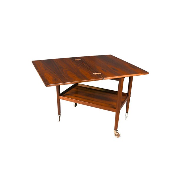Brown 1960s Danish Modern Expandable Rosewood Bar Cart Grete Jalk for Poul Jeppesen For Sale - Image 8 of 12