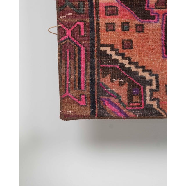 Vintage Orange Patchwork Turkish Runner Rug - Handwoven Wool Boho Carpet For Sale - Image 4 of 9