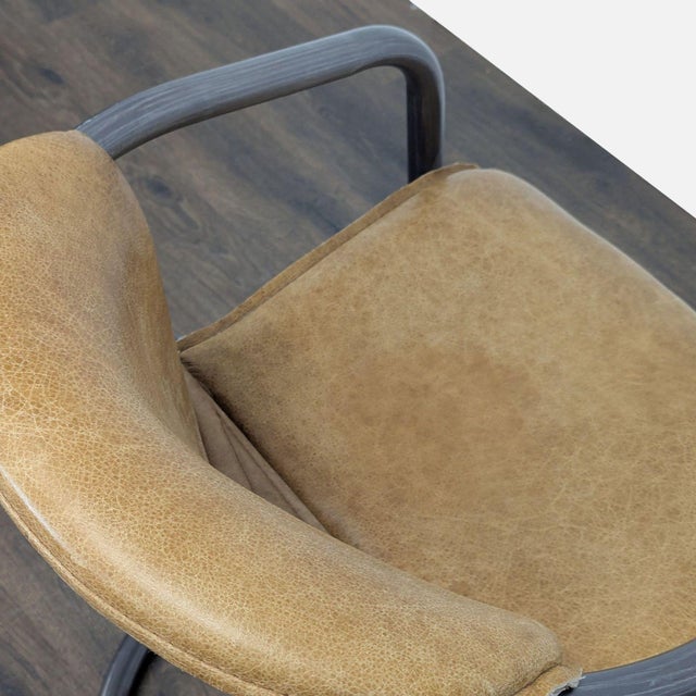 Brown Industrial Style Lounge Chair With Metal Frame and Brown Leather Seat For Sale - Image 8 of 10