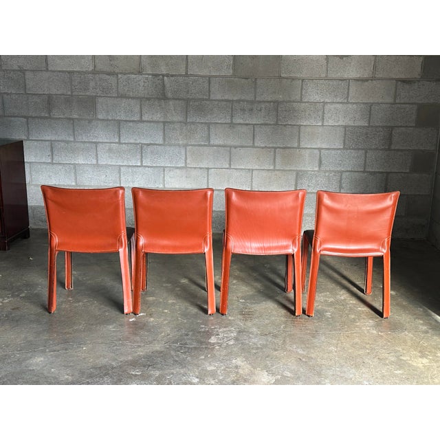 Contemporary Vintage Mario Bellini for Cassina Cab Chairs, Model 412- Set of Four For Sale - Image 3 of 12