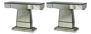 Art Deco Style, Mirrored Console Tables, Painted Wood, Distressed Glass