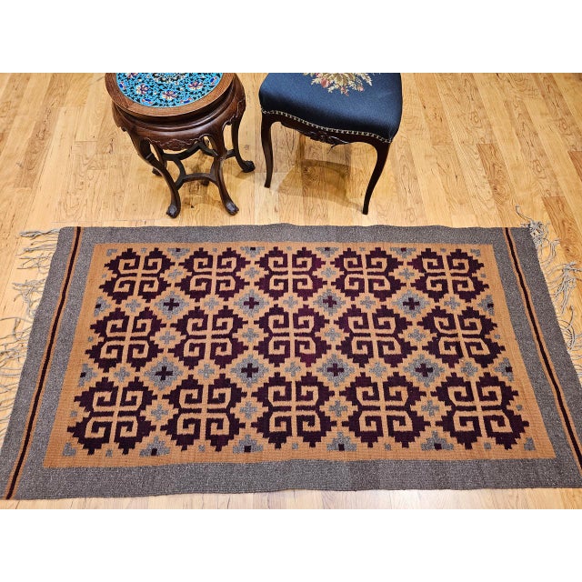Vintage Native American Navajo Rug, Handwoven Wool, Allover Geometric Pattern, 3x6 For Sale - Image 12 of 13