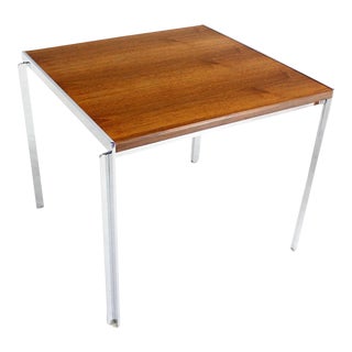 Mid-Century Modern Stow Davis Walnut and Chrome 24"H Side Coffee End Table For Sale