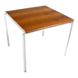 Mid-Century Modern Stow Davis Walnut and Chrome 24"H Side Coffee End Table