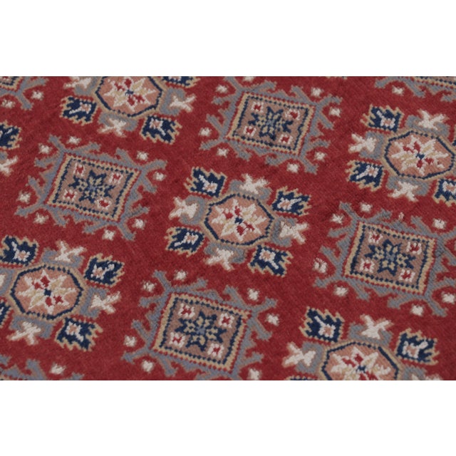 1970s Vintage Bokhara Rug in Rich Red With Tan Geometric Patterns - Rug & Kilim For Sale - Image 5 of 8