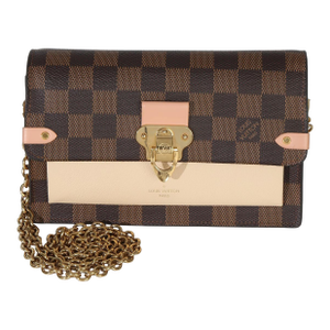 Creme Damier Ebene Canvas Vavin Chain Wallet