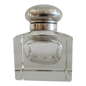 Vintage. Denmark, C1920's Swedish K. Anderson Sterling Silver and Crystal Glass Inkwell