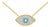 Mid 20th Century 14k Yellow Gold Blue Topaz Diamond Evil Eye Necklace Estate For Sale