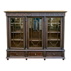 Antique Neoclassical Revival Bookcase Display Cabinet