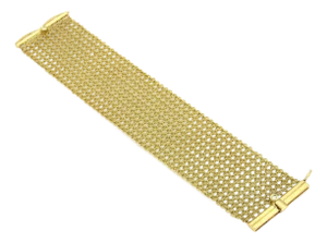 Judith Ripka Diamonds 18k Yellow Gold Wide Mesh Flex Bracelet