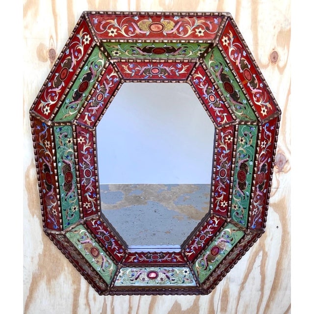 Wood Spanish Colonial Style Giltwood and Verre Églomisé Mirror For Sale - Image 7 of 18