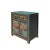 Chinoiserie Chinese Distressed Turquoise Blue Old Graphic Credenza Cabinet For Sale - Image 3 of 8