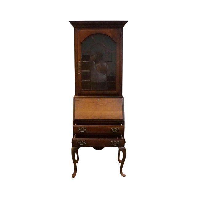 American Drew Solid Cherry Traditional Queen Anne 26" Secretary Desk W. Lighted Display Hutch 77-478 / 77-479 For Sale In Kansas City - Image 6 of 17