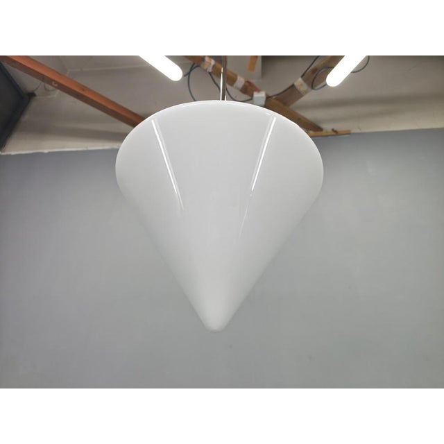 Art Deco Pendant Light in Chrome & Milk Glass, 1970s For Sale - Image 9 of 12