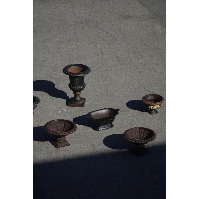 Antique Neoclassical Cast Iron Garden Vases, France, 1920s, Set of 2 For Sale - Image 14 of 15