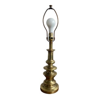 Vintage Stiffel Solid Brass Table Lamp — Heavy Cast Traditional Regency Base For Sale