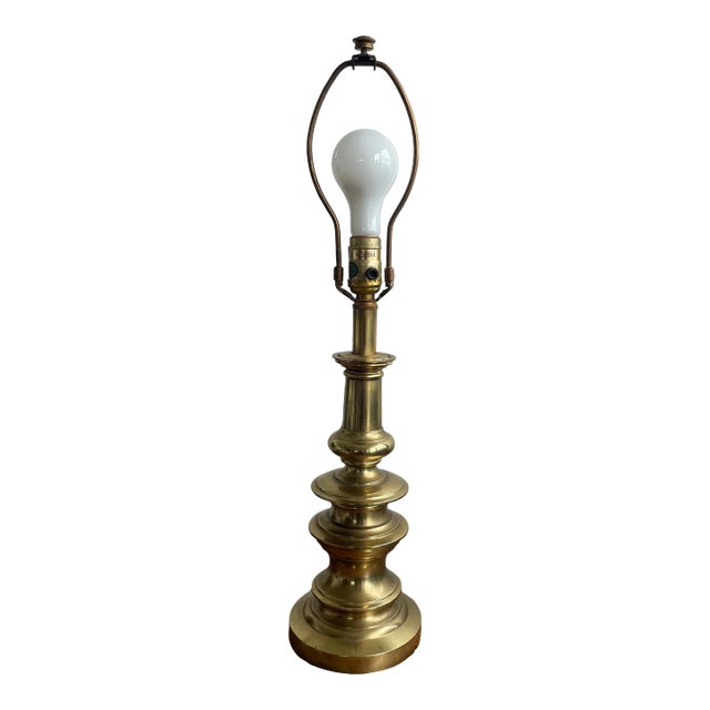 Vintage Stiffel Solid Brass Table Lamp — Heavy Cast Traditional Regency Base For Sale