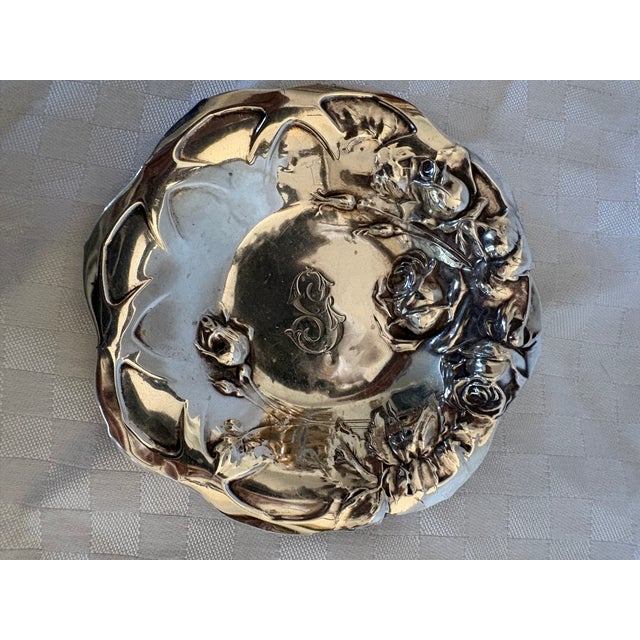 19th C Art Nouveau Sterling Silver Rose Bowl or Bonbon Dish For Sale In Lexington, KY - Image 6 of 14