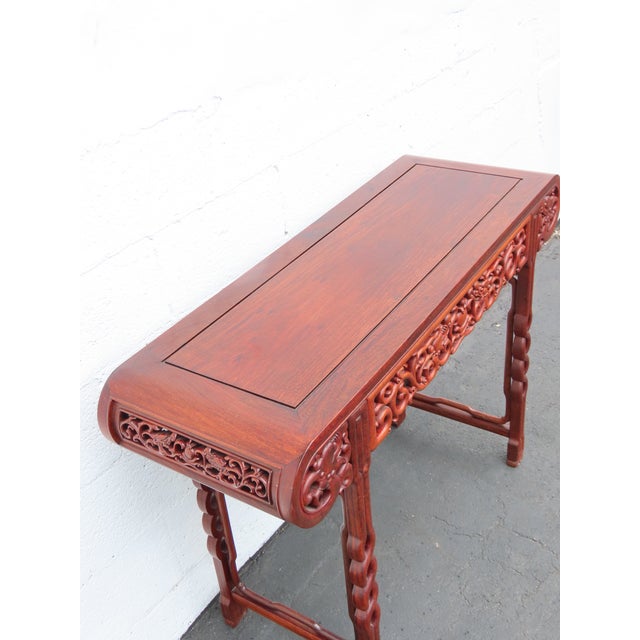Chinese High Relief Solid Wood Altar Console Entry Table With Dragons Motif 6560 For Sale - Image 12 of 18
