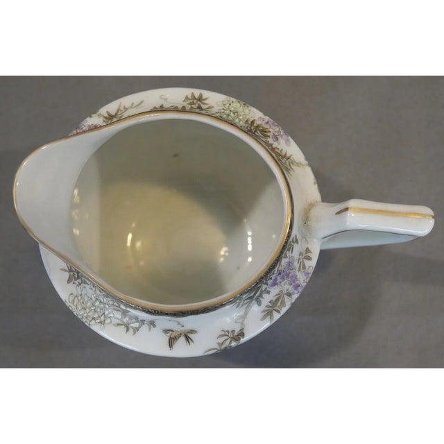 1920s Circa 1920 Japanese Kutani Porcelain Landscape/Floral/Bird Motifs Lobed Body Creamer Pitcher (Taisho Period) For Sale - Image 5 of 6