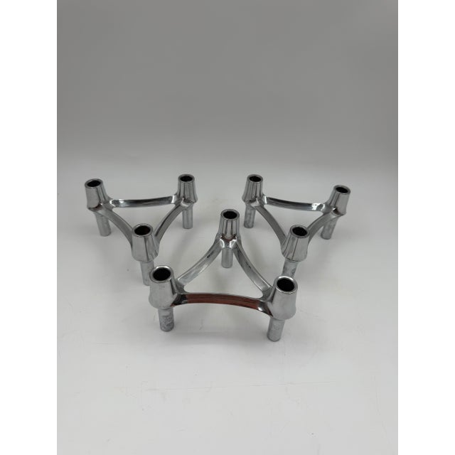 Mid-Century Modern Candleholders in Metal from Stoff Nagel, 1950s, Set of 3 For Sale - Image 12 of 14