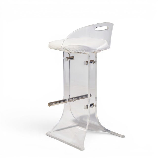 Transparent Charles Hollis Jones for Hill Manufacturing Mid Century Lucite Barstools - Set of 3 For Sale - Image 8 of 12