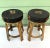 Traditional 1980s Rattan Bamboo Upholstered Bar Stools – Aviary Fabric, Set of Two For Sale - Image 3 of 11