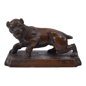 1900s Bronze Dog Paperweight Sculpture