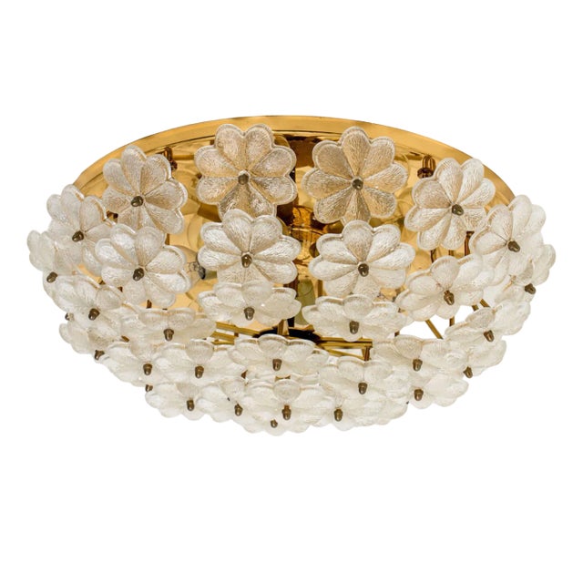 Crystal Flower Flush Mount attributed to Ernst Palme, Germany, 1970s For Sale