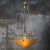 French Art Deco Brass and Etched Ochre Glass Pendant Light, 1920s For Sale - Image 4 of 10